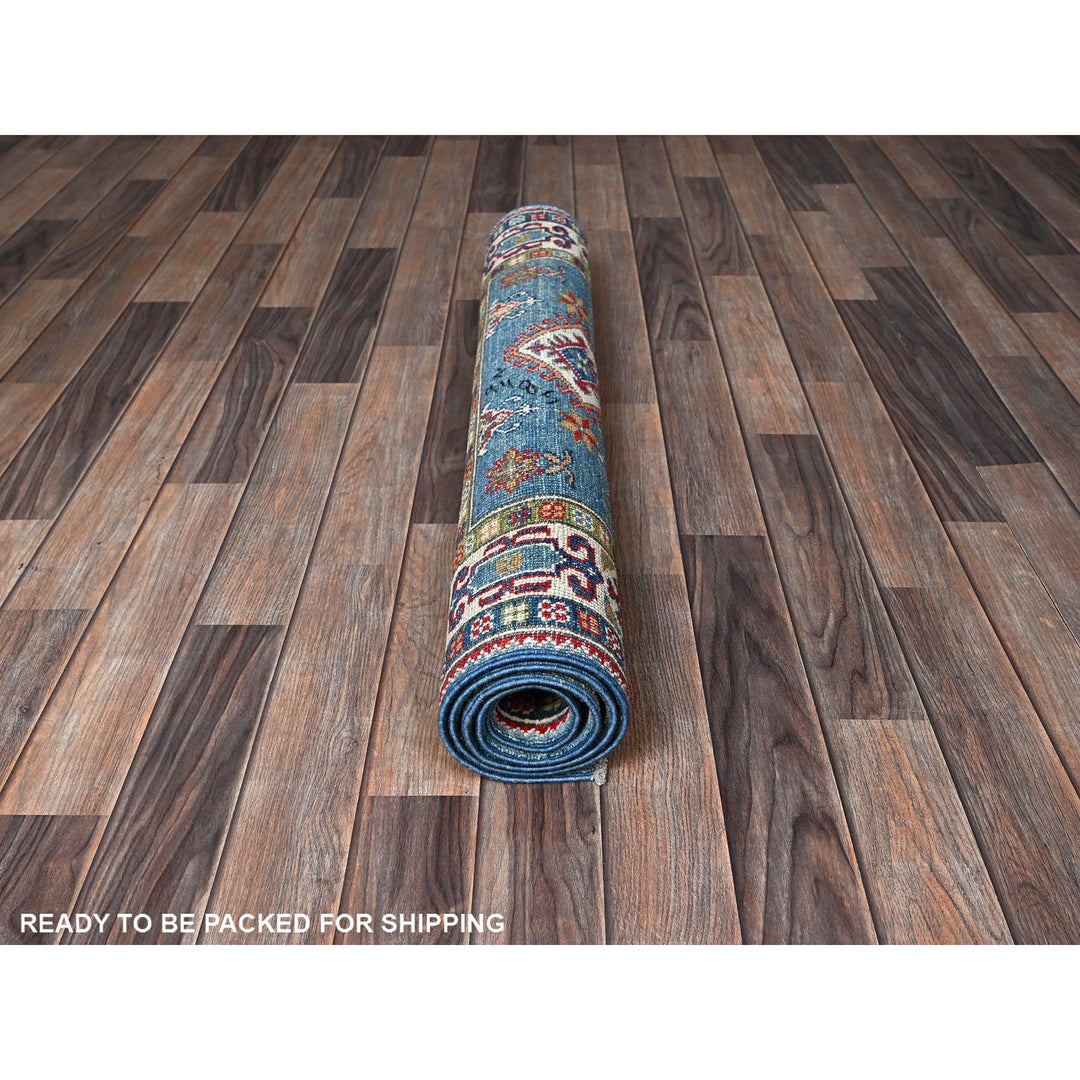 3'4" x 4'11" New Hand Knotted Blue Wool Rectangle Oriental Rug - MOA102351