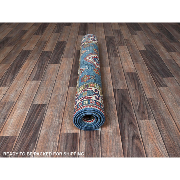 3'4" x 4'11" New Hand Knotted Blue Wool Rectangle Oriental Rug - MOA102351