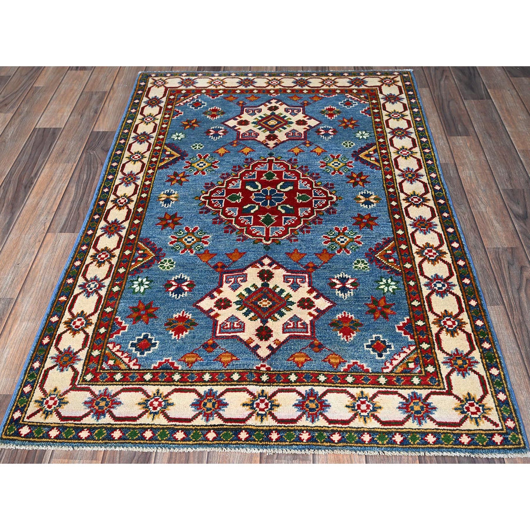 3'3" x 4'10" New Hand Knotted Blue Wool Rectangle Oriental Rug - MOA102353