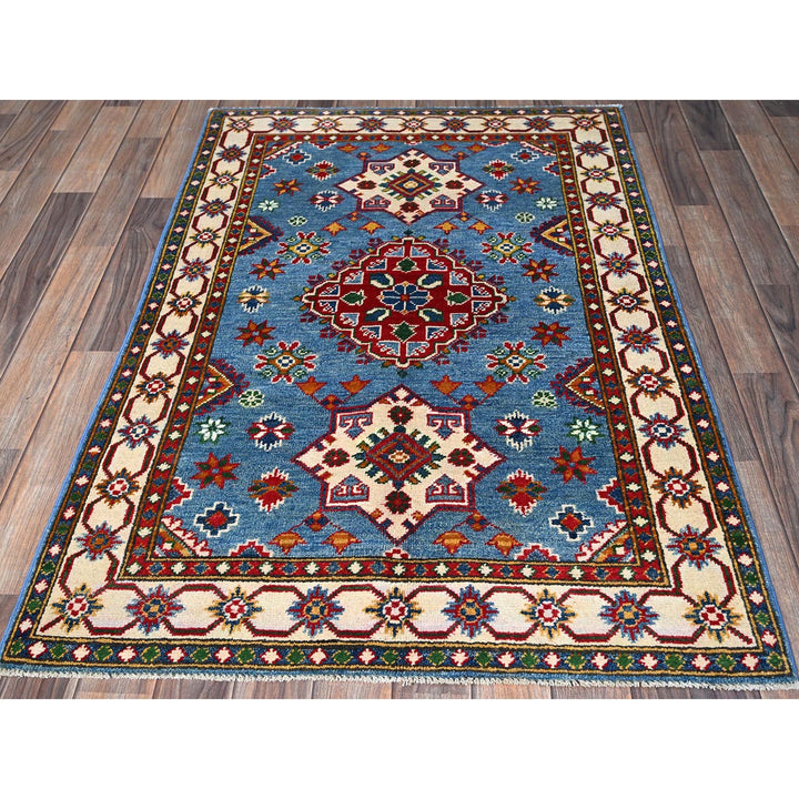 3'3" x 4'10" New Hand Knotted Blue Wool Rectangle Oriental Rug - MOA102353