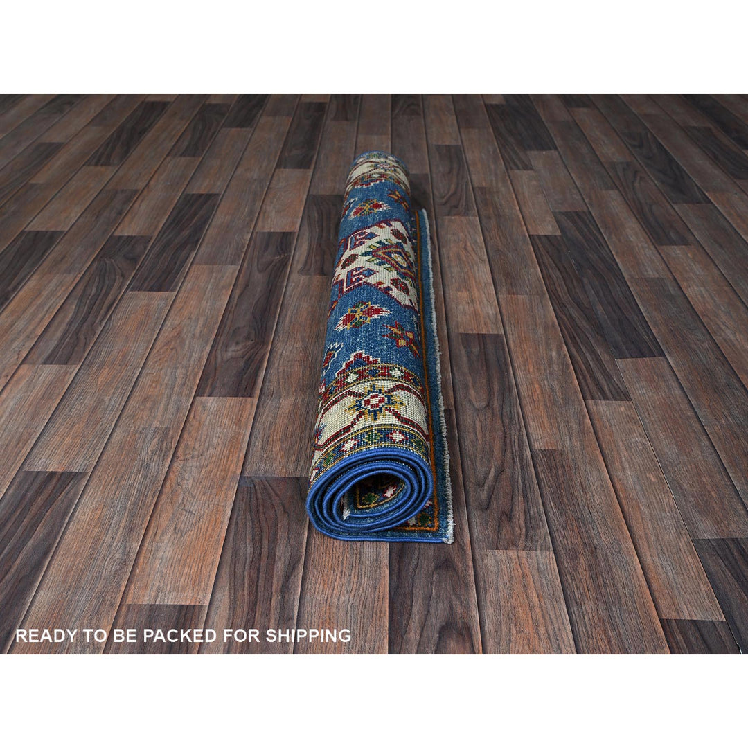 3'3" x 4'10" New Hand Knotted Blue Wool Rectangle Oriental Rug - MOA102353