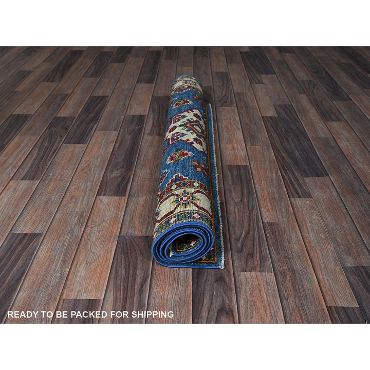 3'3" x 4'10" New Hand Knotted Blue Wool Rectangle Oriental Rug - MOA102353