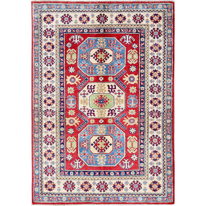 4'0" x 5'8" New Hand Knotted Red Wool Rectangle Oriental Rug - MOA102354