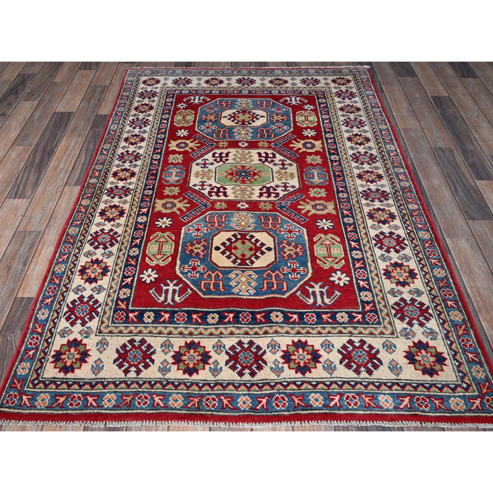 4'0" x 5'8" New Hand Knotted Red Wool Rectangle Oriental Rug - MOA102354