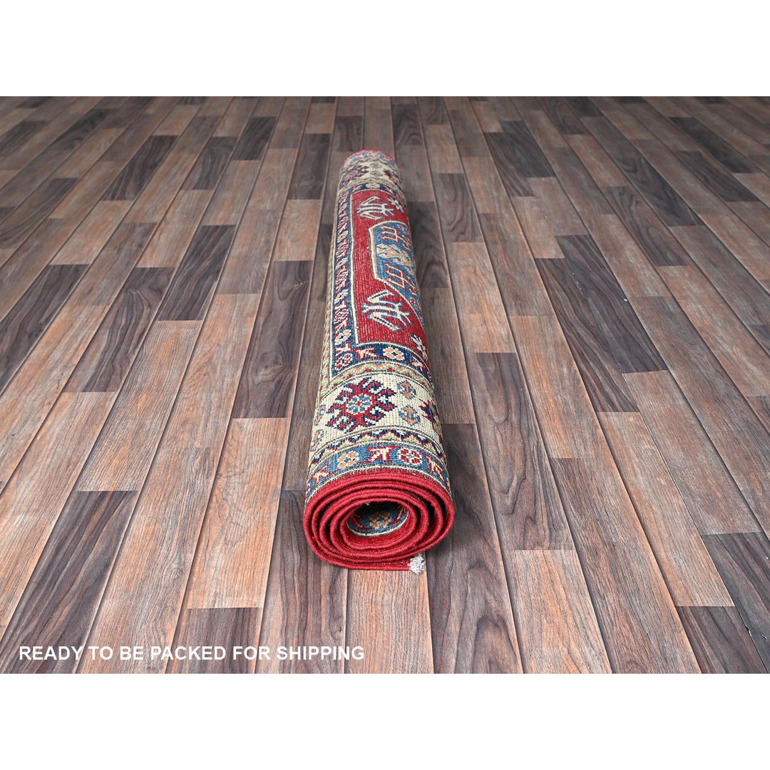 4'0" x 5'8" New Hand Knotted Red Wool Rectangle Oriental Rug - MOA102354