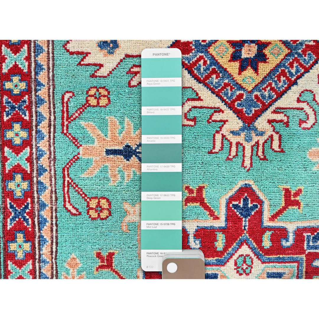 3'11" x 5'10" New Hand Knotted Green Wool Rectangle Oriental Rug - MOA102355