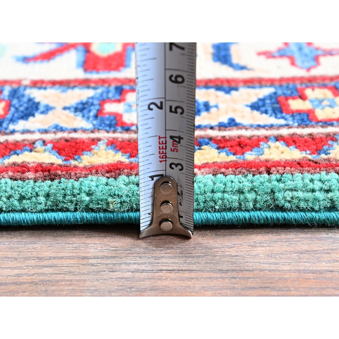 3'11" x 5'10" New Hand Knotted Green Wool Rectangle Oriental Rug - MOA102355