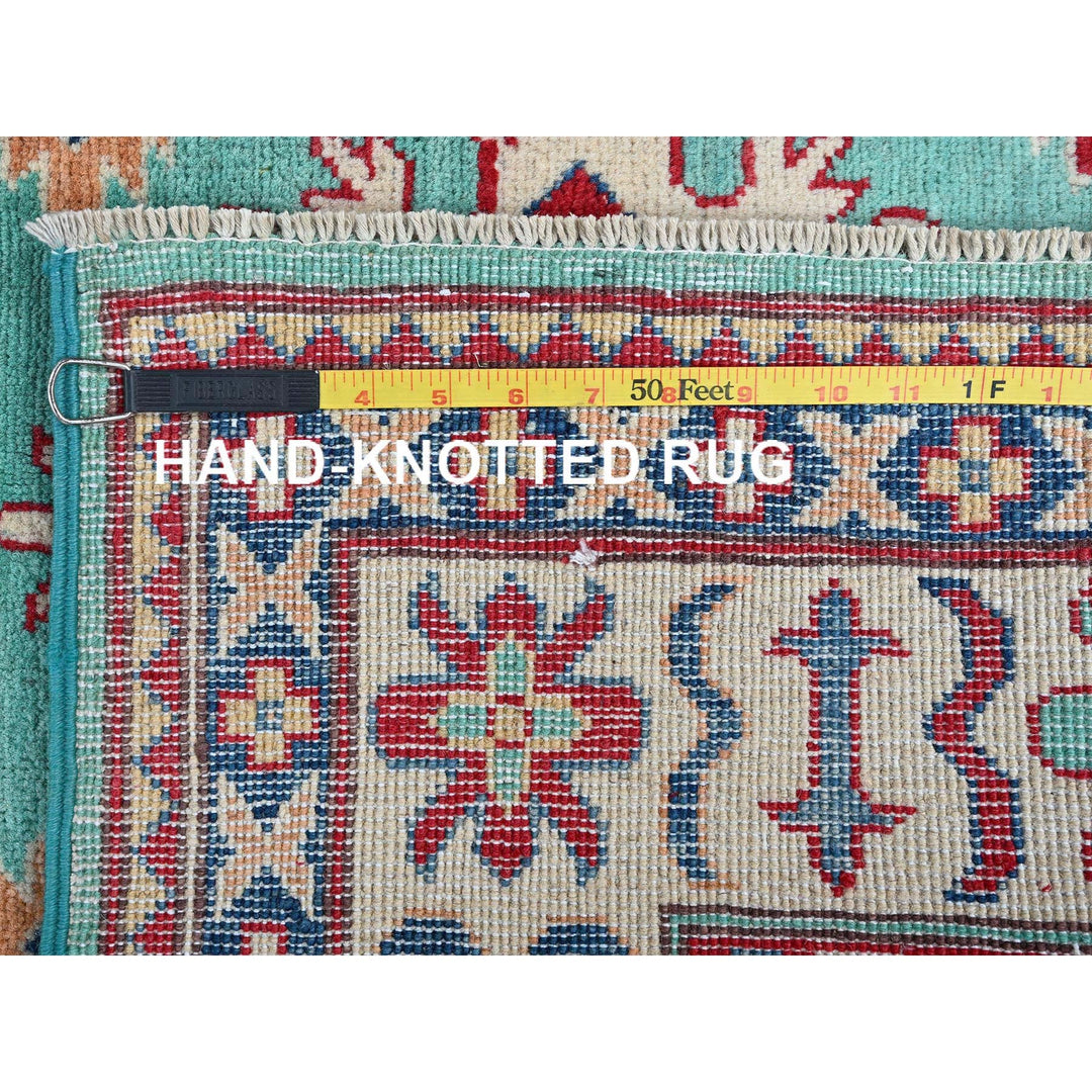 3'11" x 5'10" New Hand Knotted Green Wool Rectangle Oriental Rug - MOA102355