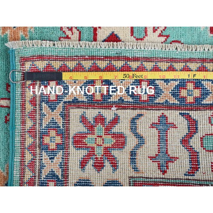 3'11" x 5'10" New Hand Knotted Green Wool Rectangle Oriental Rug - MOA102355