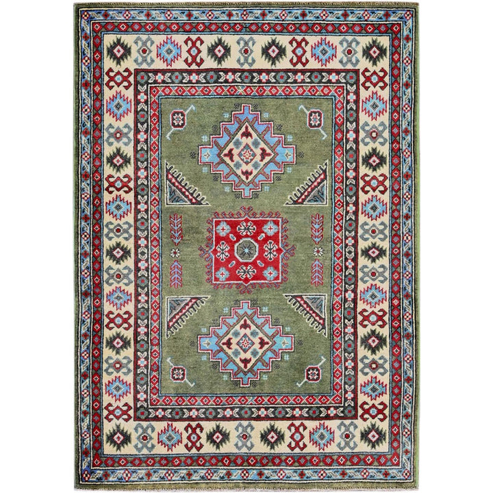 3'4" x 4'9" New Hand Knotted Green Wool Rectangle Oriental Rug - MOA102412