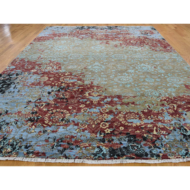 9'0" x 12'10" New Hand Knotted Red Wool Rectangle Oriental Rug - MOA10241302