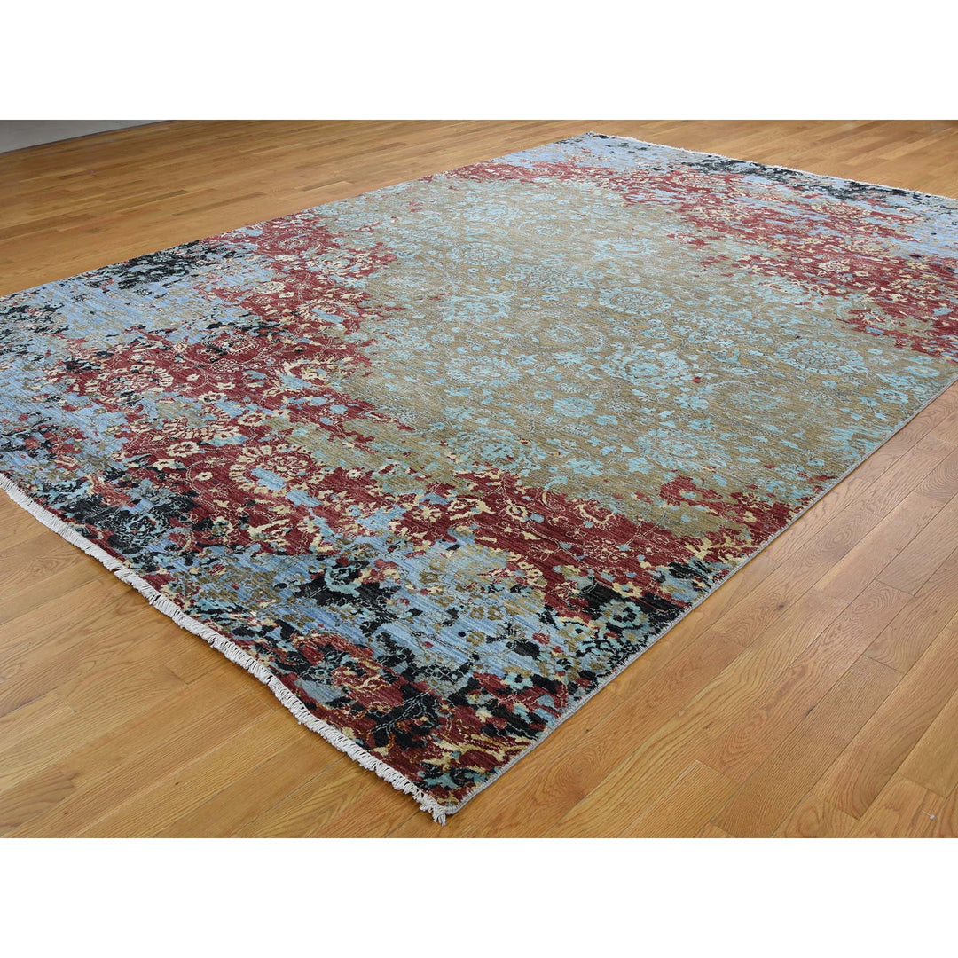 9'0" x 12'10" New Hand Knotted Red Wool Rectangle Oriental Rug - MOA10241302