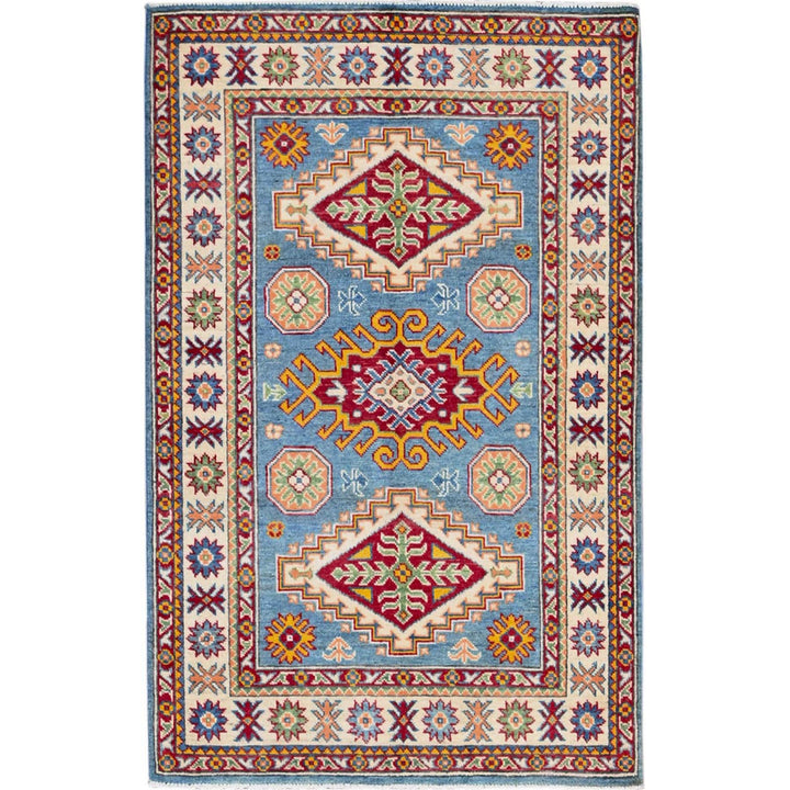 3'3" x 5'0" New Hand Knotted Blue Wool Rectangle Oriental Rug - MOA102414