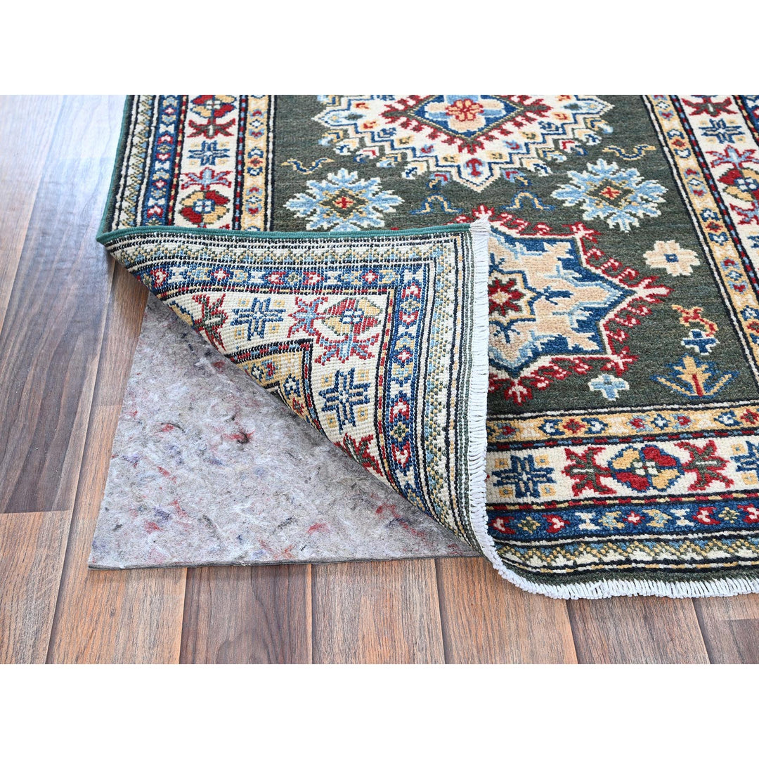 2'8" x 6'5" New Hand Knotted Green Wool Runner Oriental Rug - MOA102445