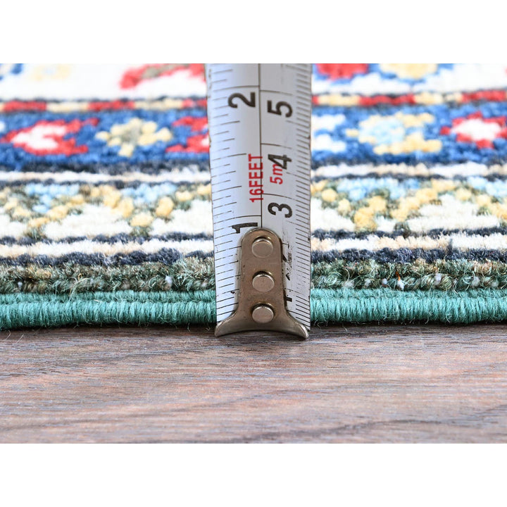 2'8" x 6'5" New Hand Knotted Green Wool Runner Oriental Rug - MOA102445
