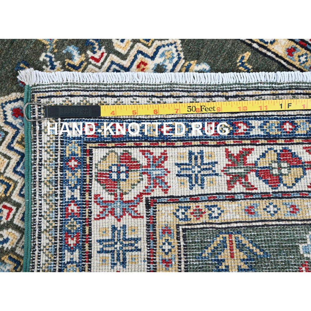 2'8" x 6'5" New Hand Knotted Green Wool Runner Oriental Rug - MOA102445