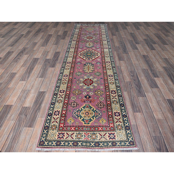 2'7" x 10'1" New Hand Knotted Pink Wool Runner Oriental Rug - MOA102455