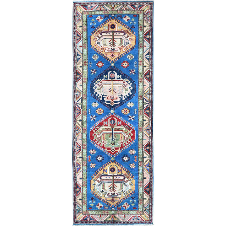2'9" x 8'2" New Hand Knotted Blue Wool Runner Oriental Rug - MOA102461