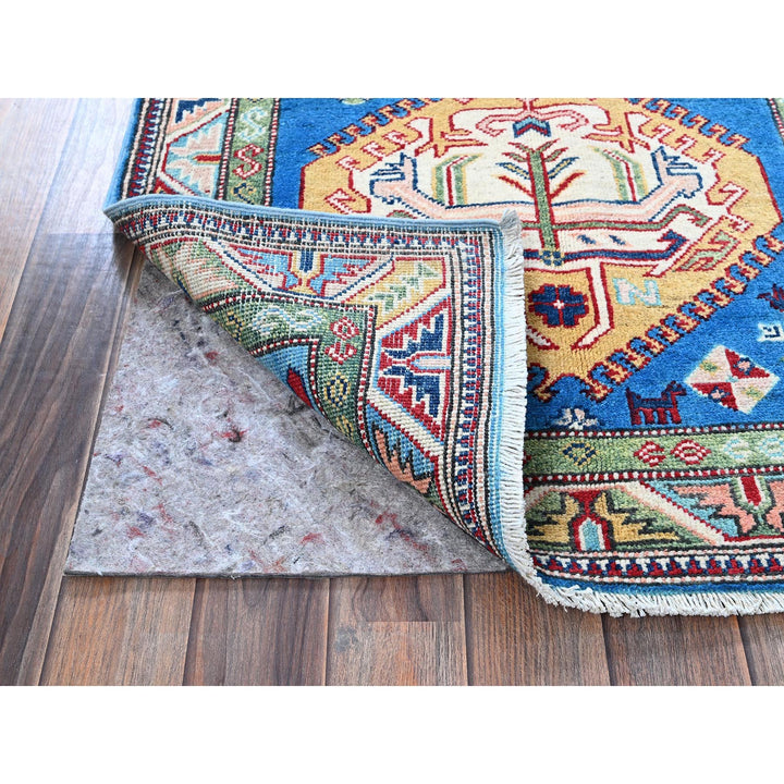 2'9" x 8'2" New Hand Knotted Blue Wool Runner Oriental Rug - MOA102461
