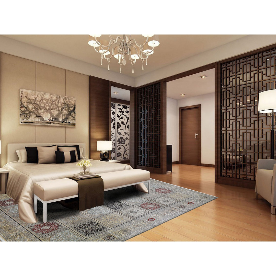 12'0" x 17'4" New Hand Knotted Beige Silk Rectangle Oriental Rug - MOA10246912