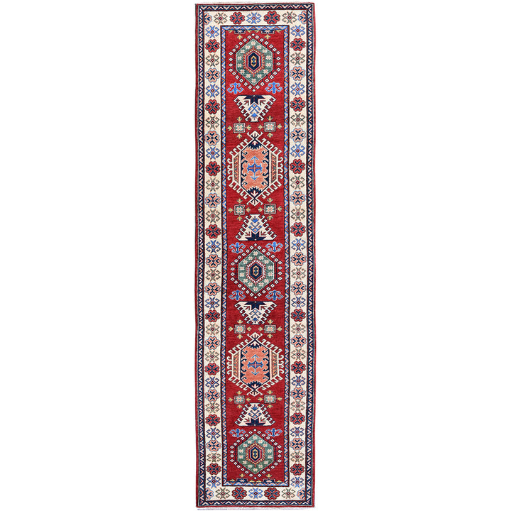 2'9" x 12'10" New Hand Knotted Red Wool Runner Oriental Rug - MOA102474