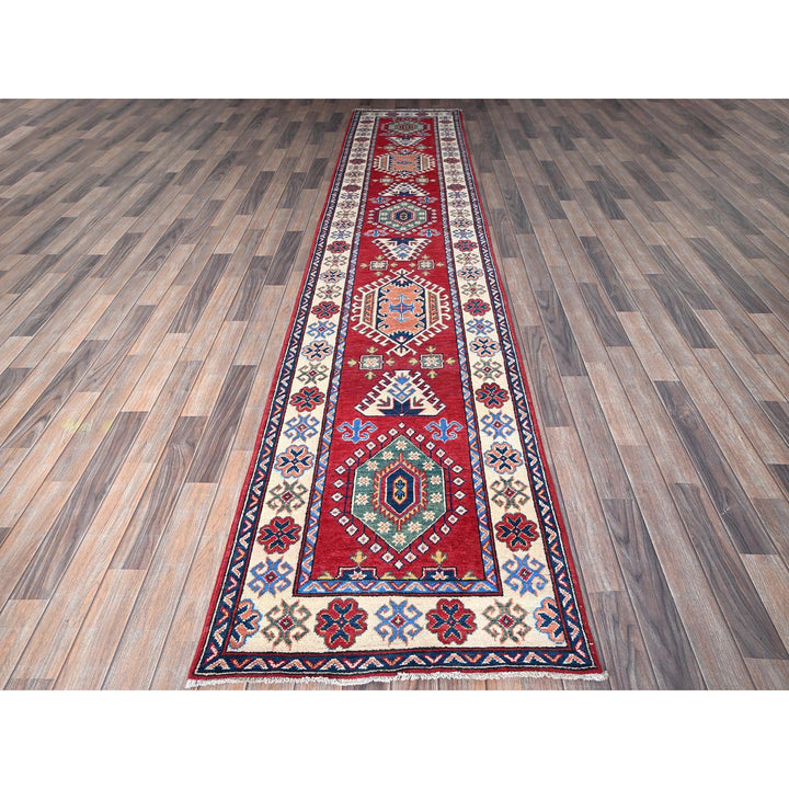 2'9" x 12'10" New Hand Knotted Red Wool Runner Oriental Rug - MOA102474