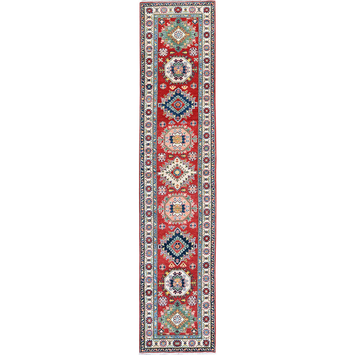 2'7" x 12'7" New Hand Knotted Red Wool Runner Oriental Rug - MOA102479