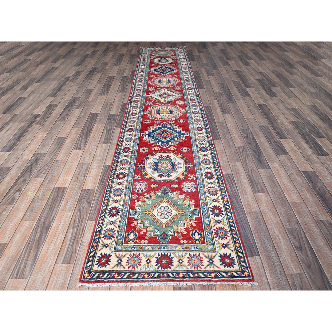 2'7" x 12'7" New Hand Knotted Red Wool Runner Oriental Rug - MOA102479