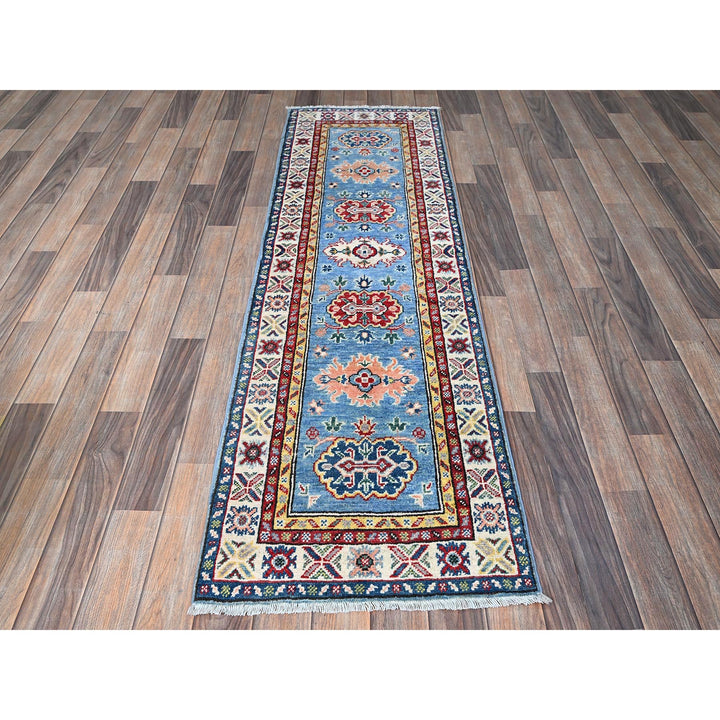 1'11" x 6'6" New Hand Knotted Blue Wool Runner Oriental Rug - MOA102484