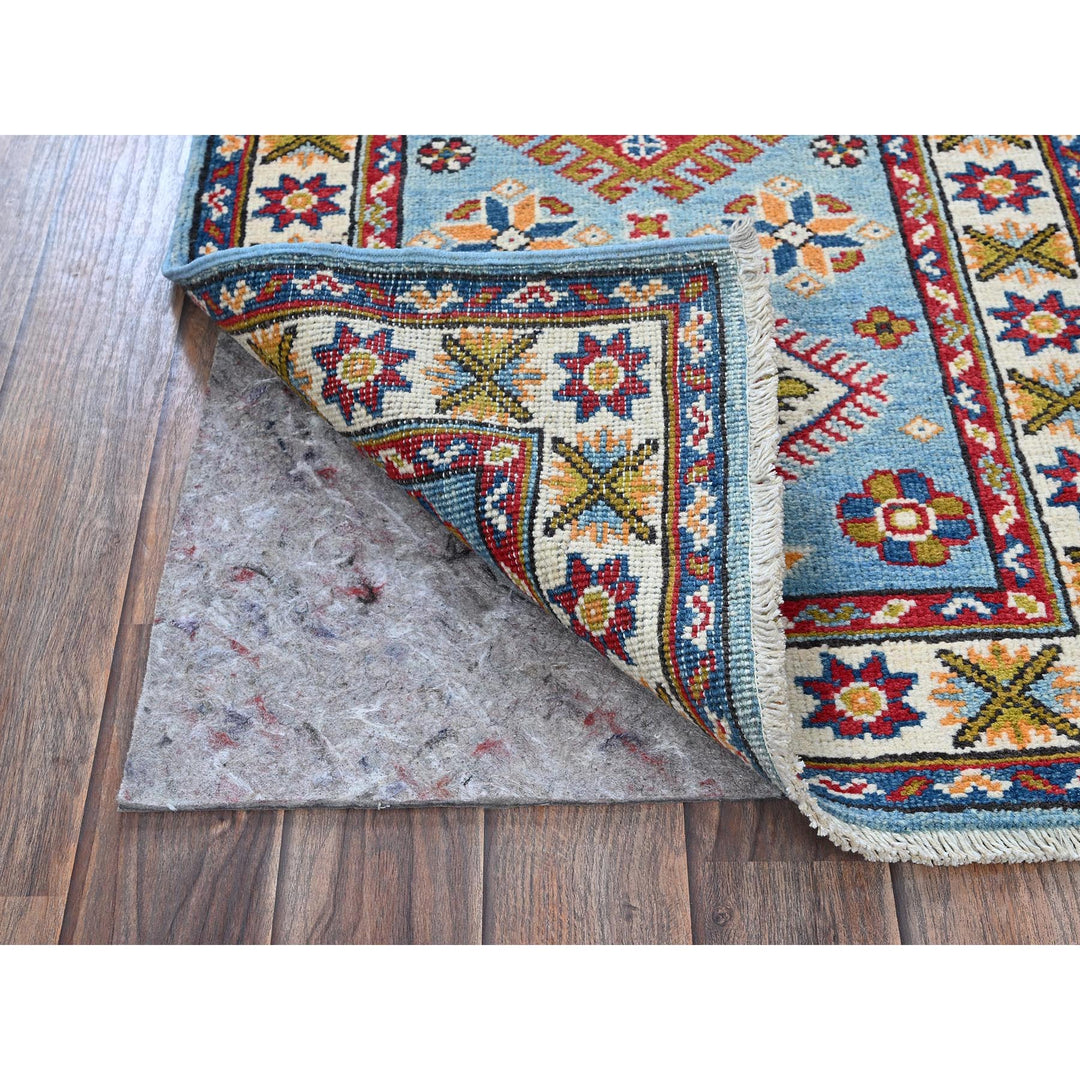 2'1" x 5'9" New Hand Knotted Blue Wool Runner Oriental Rug - MOA102492