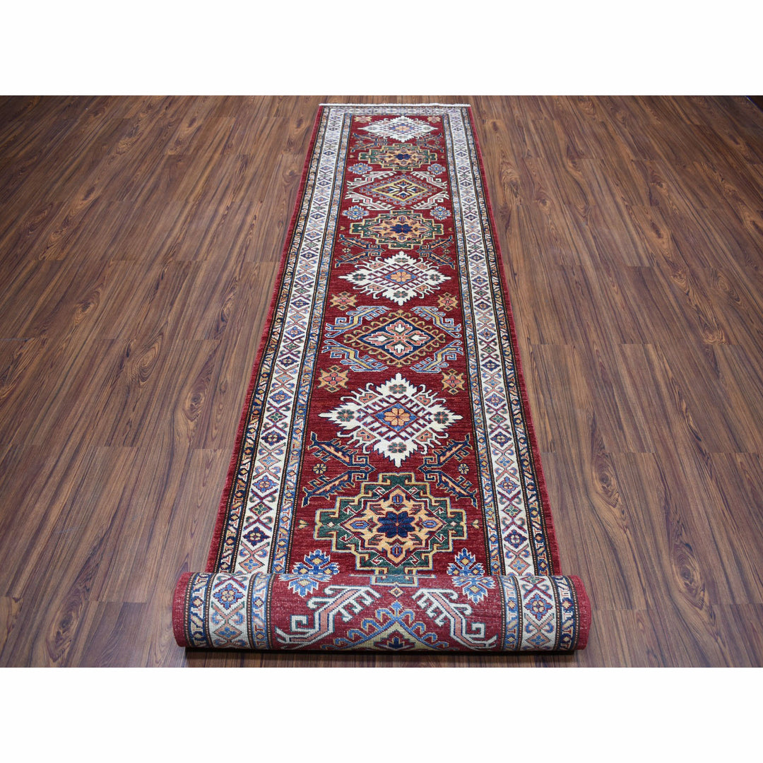 2'10" x 20'1" New Hand Knotted Red Wool Runner Oriental Rug - MOA10250065