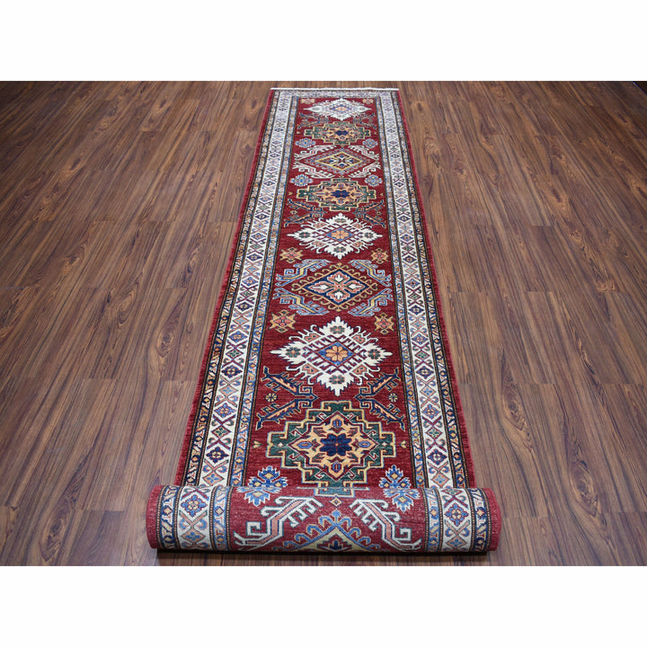 2'10" x 20'1" New Hand Knotted Red Wool Runner Oriental Rug - MOA10250065