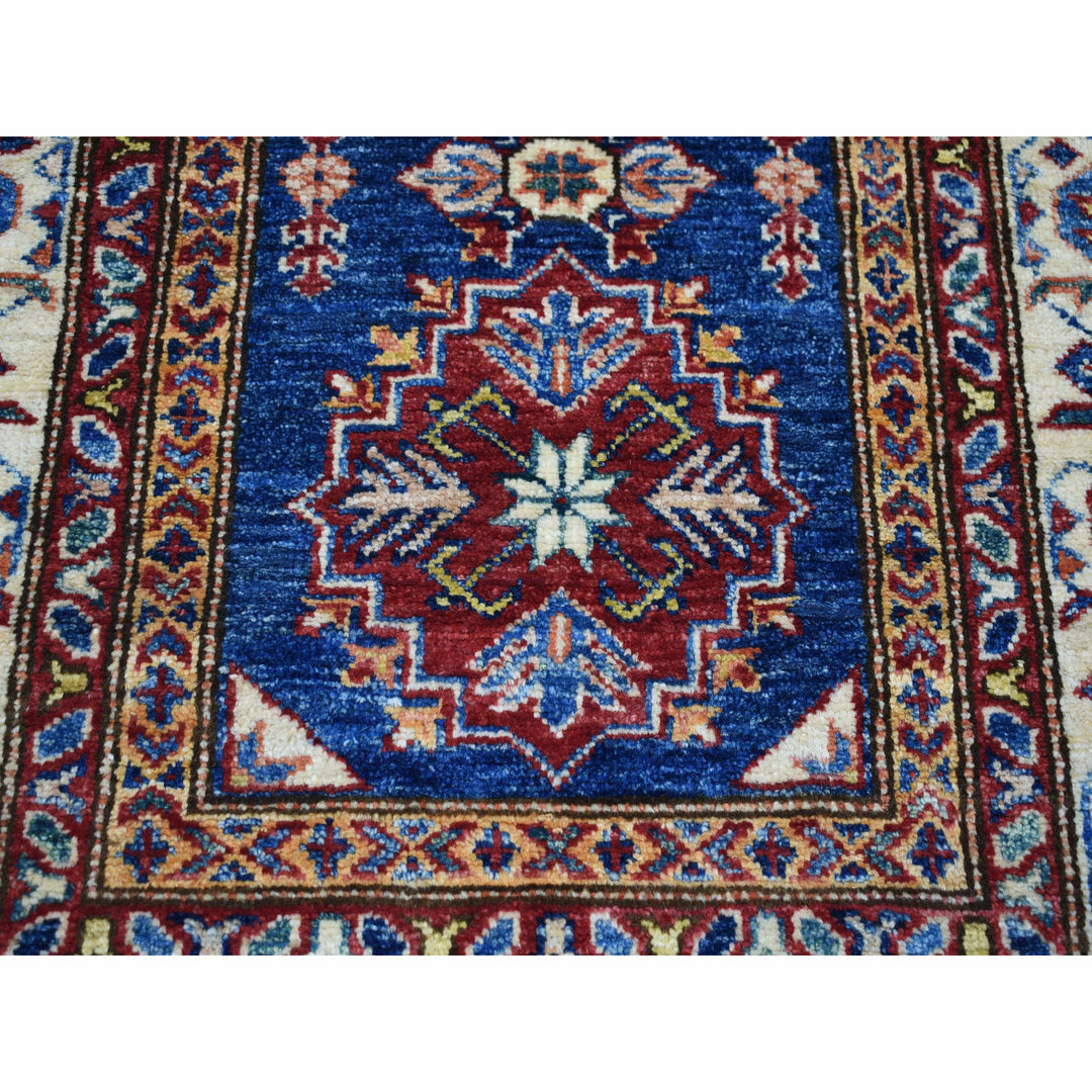 2'10" x 4'2" New Hand Knotted Blue Wool Rectangle Oriental Rug - MOA10250105