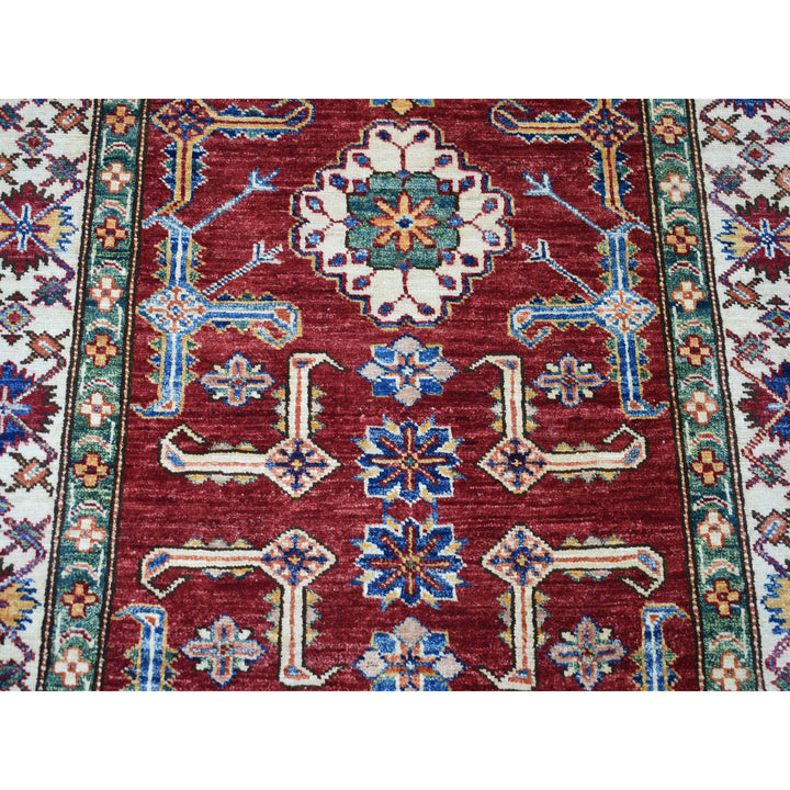 3'5" x 19'3" New Hand Knotted Red Wool Runner Oriental Rug - MOA10250419