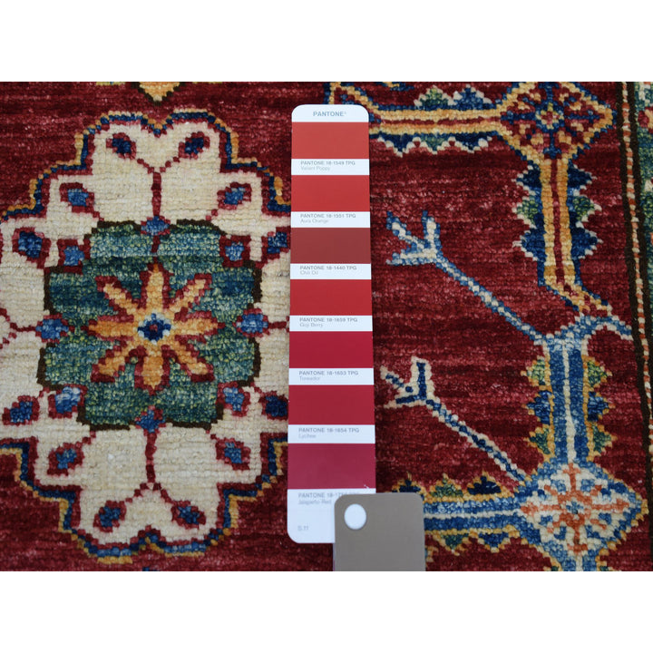 3'5" x 19'3" New Hand Knotted Red Wool Runner Oriental Rug - MOA10250419