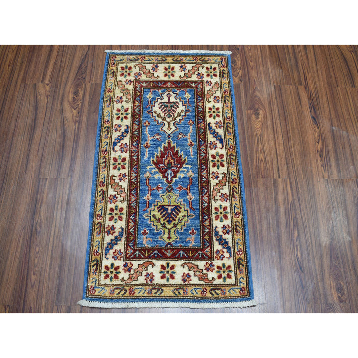 2'0" x 3'6" New Hand Knotted Blue Wool Rectangle Oriental Rug - MOA10250915