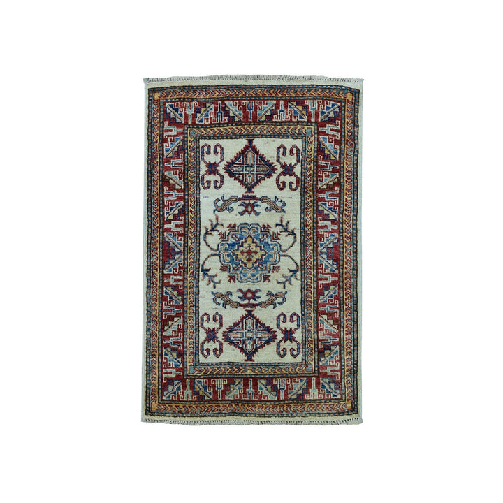 2'2" x 3'1" New Hand Knotted Ivory Wool Rectangle Oriental Rug - MOA10251020
