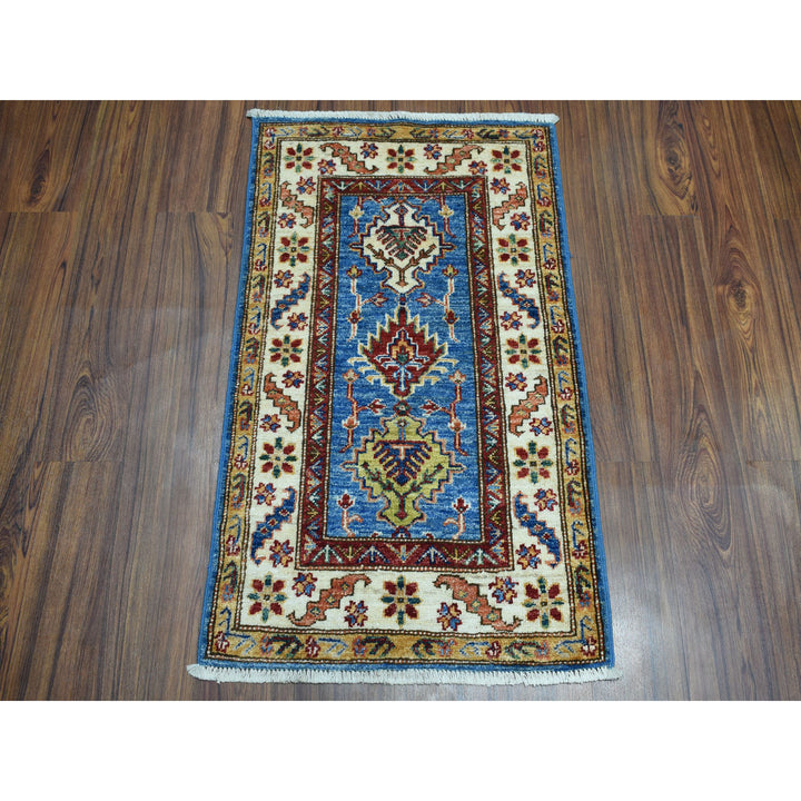2'0" x 3'1" New Hand Knotted Blue Wool Rectangle Oriental Rug - MOA10251027