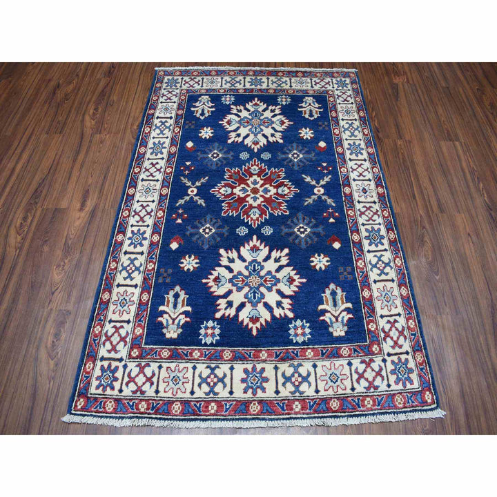 4'1" x 5'10" New Hand Knotted Blue Wool Rectangle Oriental Rug - MOA10251133