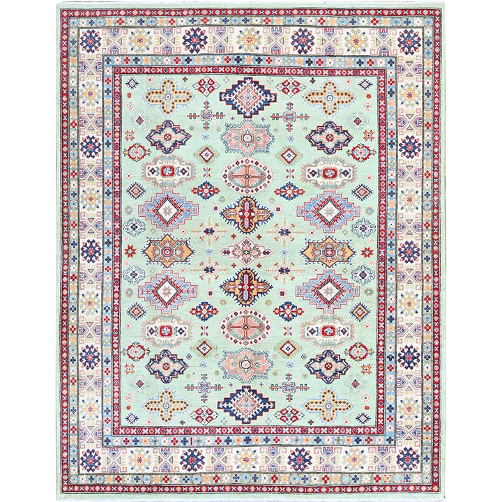 7'11" x 9'10" New Hand Knotted Green Wool Rectangle Oriental Rug - MOA102517