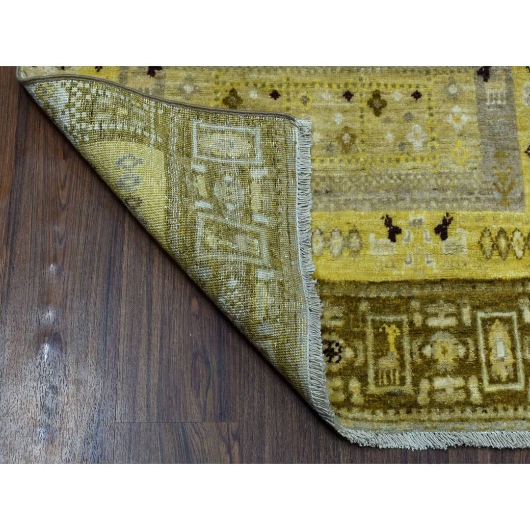 2'8" x 3'9" New Hand Knotted Yellow Wool Rectangle Oriental Rug - MOA10251823