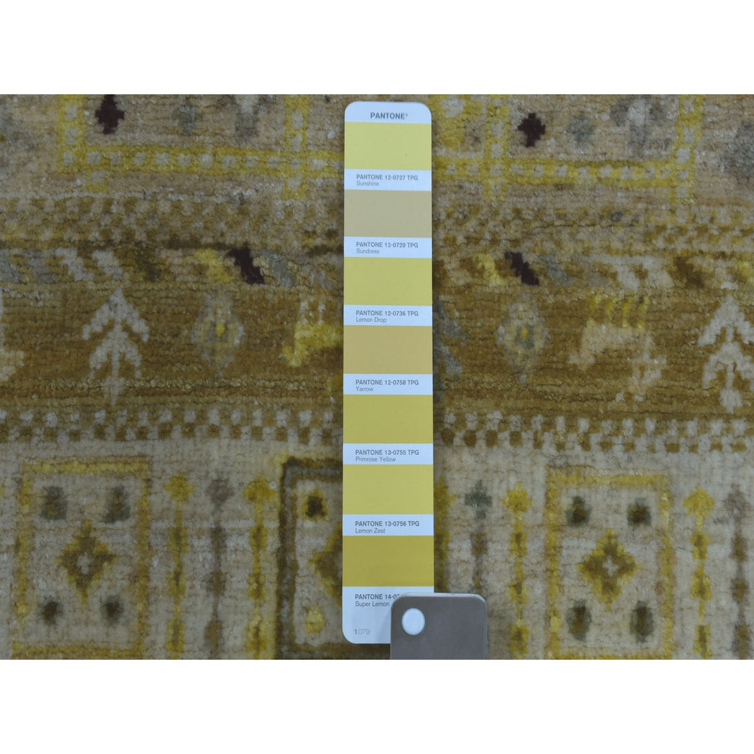 2'8" x 3'9" New Hand Knotted Yellow Wool Rectangle Oriental Rug - MOA10251823