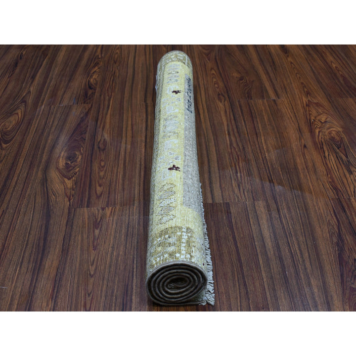 2'8" x 3'9" New Hand Knotted Yellow Wool Rectangle Oriental Rug - MOA10251823