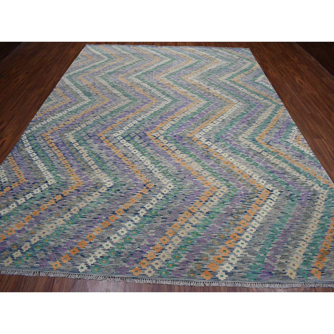 9'0" x 12'2" New Hand Woven Multicolored Wool Rectangle Oriental Rug - MOA10252199