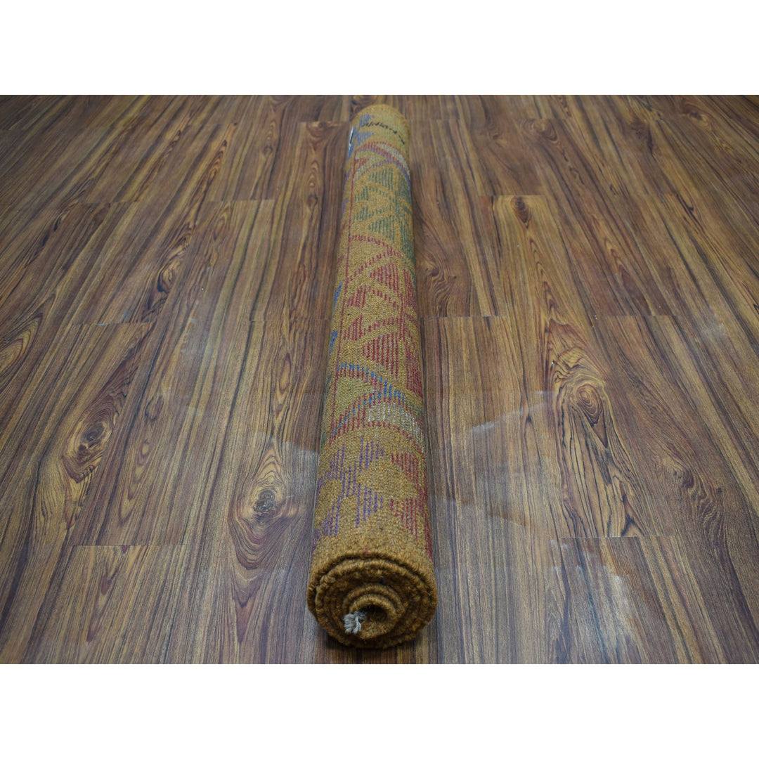 4'0" x 6'0" New Hand Knotted Orange Wool Rectangle Oriental Rug - MOA10253158