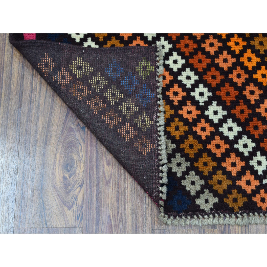 3'5" x 4'10" New Hand Knotted Black Wool Rectangle Oriental Rug - MOA10253174