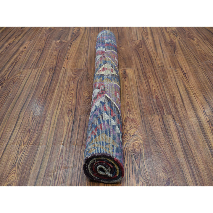 3'8" x 5'7" New Hand Knotted Blue Wool Rectangle Oriental Rug - MOA10253276