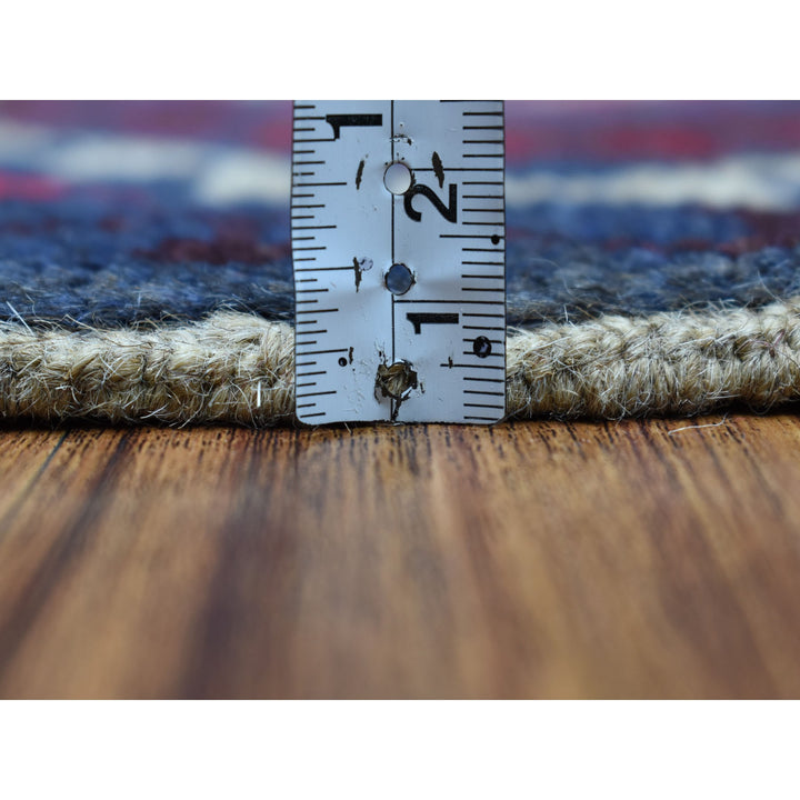 3'8" x 5'7" New Hand Knotted Blue Wool Rectangle Oriental Rug - MOA10253276