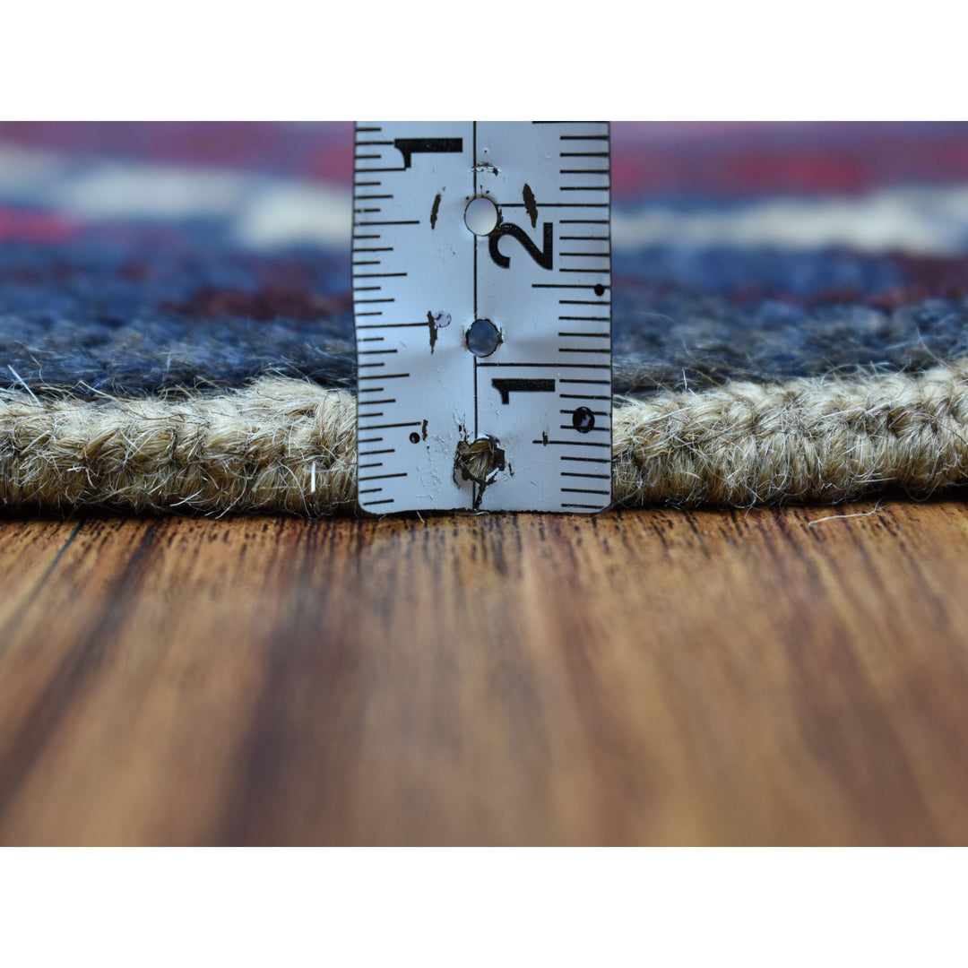 3'8" x 5'7" New Hand Knotted Blue Wool Rectangle Oriental Rug - MOA10253276