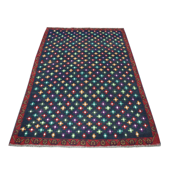 4'3" x 6'0" New Hand Knotted Blue Wool Rectangle Oriental Rug - MOA10253305